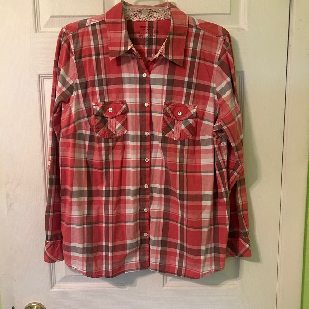 Sonoma Red Plaid Button-Up Shirt